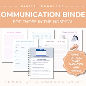 Sjabloon voor communicatiemap || Afasie, beroerte-overlevende, digitale download, non-verbale communicatiebord, hulpmiddelen voor logopedie, SLP