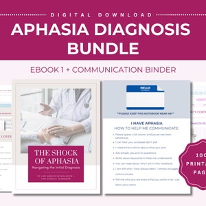 Pack diagnostic de l'aphasie | Hôpital, aidant naturel, soutien familial, orthophoniste, survivant d'un AVC, lésion cérébrale, non verbal, orthophonie, communication