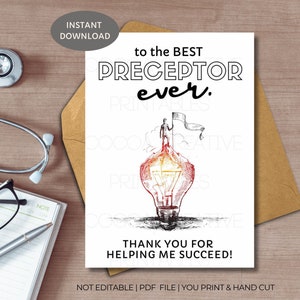 carte de remerciement de maître | Appréciation du précepteur | Appréciation de l'infirmière monitrice | Cadeau pour instructeur clinique | Carte imprimable | Carte des préceptes