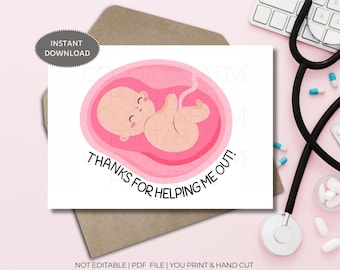 OBGYN Thank You Card | Labor and Delivery Nurse Thank you | L&D Appreciation | Obstetrician Midwife Thank you Card | New Baby Delivery Card