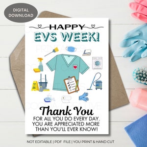 EVS-weekkaart | Afdrukbare week milieuservices | EVS-week ziekenhuis | Weekkaart voor het huishouden | Digitale download | EVS-week in de gezondheidszorg