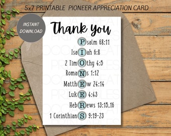 Pioneer Appreciation Printable Card | JW | Pioneer Thank you card | Pioneer Gifts | Pioneer School | JW Printables | JW Pioneer Printable