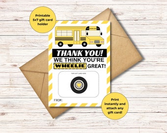 Bus Driver Gift Card Holder | Printable Thank You (PDF)