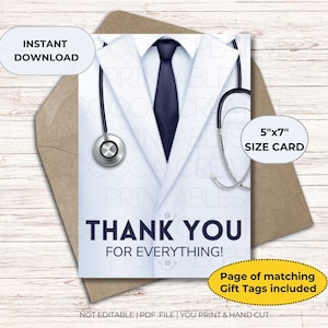 DOCTOR THANK YOU Card | Nurse Practitioner Thank you card | Hospital thank you | Physician Assistant Thank you card | Digital Download Card