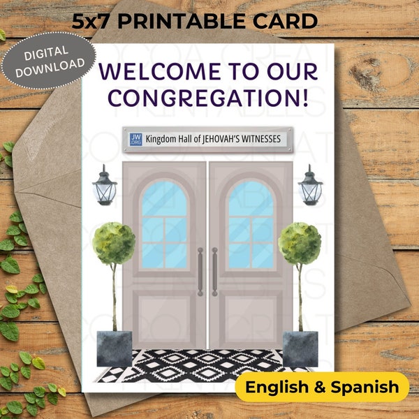 JW Welcome Printable Card | JW Welcome to our Congregation | JW new publisher card