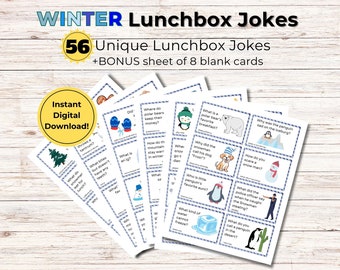 Winter Lunchbox Jokes Printable, Lunch Box Notes, Jokes for kids, Lunchbox Cards, School Jokes, Kids Riddles, Printable Lunch Box Notes, PDF