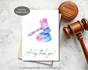 Lawyer Thank you Card | Attorney Thank you | Legal Team Thank you Card | Solicitor Thank you card | Judge Thank you | Gavel