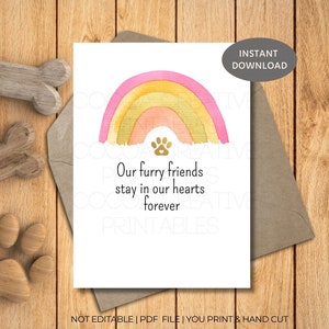 Tarjeta imprimible por pérdida de mascotas, Tarjeta de condolencias para mascotas, Tarjeta de pérdida de mascotas Rainbow Bridge, Tarjeta de condolencias por pérdida de perros, Descarga instantánea, Tarjeta de duelo por mascotas