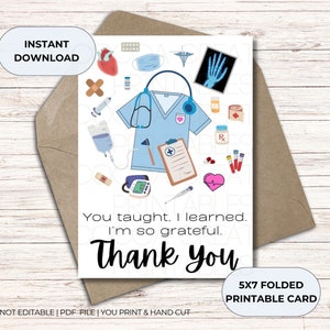 de remerciement pour instructeur clinique | carte de remerciement de maître | Appréciation de l'instructeur clinique | Cadeau pour instructeur clinique | Carte imprimable