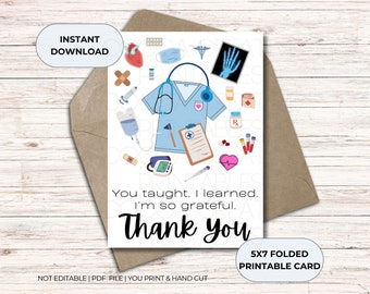 Clinical Instructor Thank You Card | Scrubs Design (Printable Card)