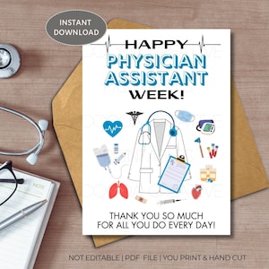 Scheda della settimana dell'assistente medico / Settimana PA stampabile / Settimana dell'assistente medico / Scheda di ringraziamento PA / Download digitale / Stampabile