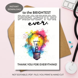carte de remerciement de maître | Cadeau pour mentor infirmière | Cadeau pour instructeur clinique | Appréciation du précepteur | Carte imprimable | Carte de précepteur