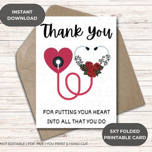 Medical thank you card printable / Medical appreciation card / Doctor card / Nurse card / Card for hospital staff / medical cards / PDF