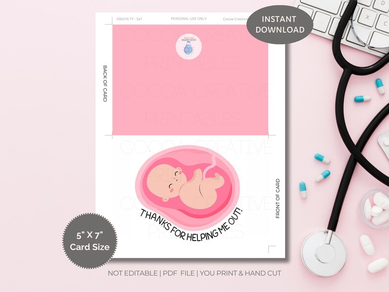 OBGYN Thank You Card Labor and Delivery Nurse Thank You L&D ...