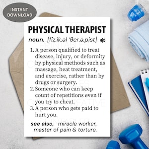 Physical Therapy Card | PT Thank You | Physical Therapist Gift | Physical Therapist Appreciation | Printable | Physical Therapist Card