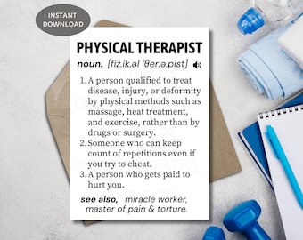 Physical Therapy Card | PT Thank You | Physical Therapist Gift | Physical Therapist Appreciation | Printable | Physical Therapist Card