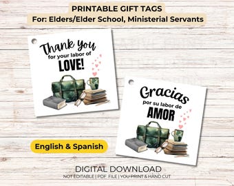 JW Elder Gift Tags Printable | jw Elder School Gift Tags | Ministerial Servant Gift Tags | jw Brother Gift Tags | JW Printable Gift Tags