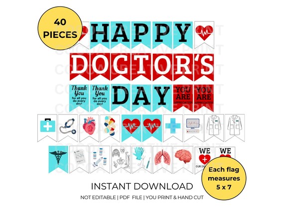 Happy Doctors Day Backdrop Banner - 70x45 Inch Appreciation Banner Decor, Medical Theme Party Background For National Doctors Day - View #11