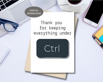 Tech Support Thanks Card | Tech Support printable | IT Professional Card | Information Tech | Geek Nerd Card | IT Appreciation