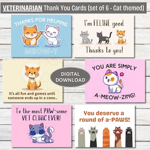 Veterinarian Thank You | Vet Staff Thank you card | Vet Tech thank you | Vet Assistant Thank you | Veterinarian Thanks | Funny Cat Cards