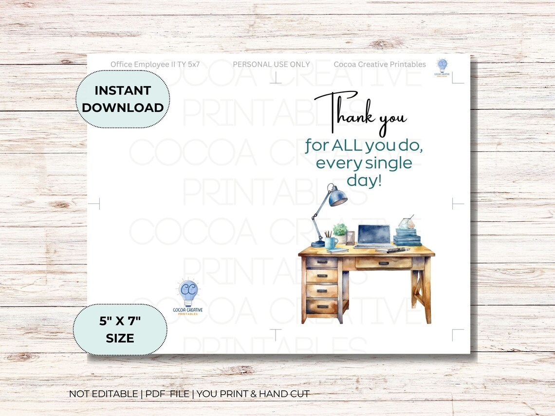 Printable Secretary Employee Appreciation Card | Printable Secretary Thank You (PDF) - Etsy