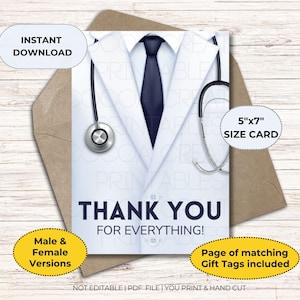 de remerciements médicaux | Médecin, infirmière, PA (téléchargement numérique)