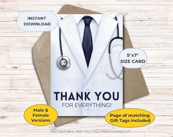 gesundheitliche Dankeskarte | Arzt, Krankenschwester, PA (Digital Download)