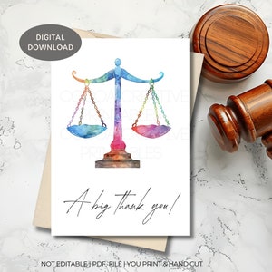 Attorney Dankeskarte | Advokat Danke | Juristische Team Dankeskarte | Dankeskarte | Vielen Dank | Waage der Gerechtigkeit