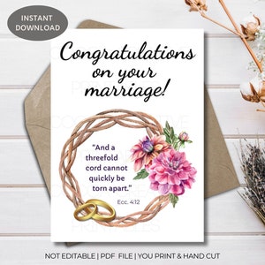 結婚の印刷可能なカード | 結婚式の聖書カード | JW 印刷可能 | JW ウェディング カード | 結婚式の印刷可能なカード | デジタル ダウンロード | 3 つ折りコード