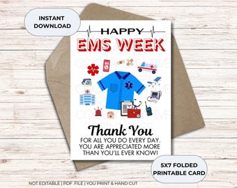 EMS Week Thank You Card | First Responder Appreciation (PDF Pattern)