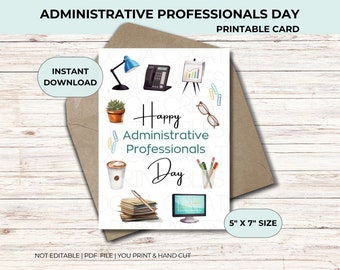 Administrative Professionals Day Card Printable, Happy Administrative Professionals Day, Administrative Professionals Gift Thank you card