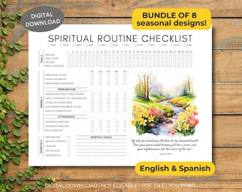 JW Spiritual Routine Checklist | 8 Seasonal Designs (Digital Download)