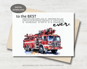 Firefighter Thank You Card | Fireman Appreciation Gift (Digital Download)