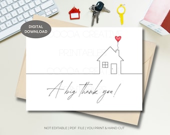 Realtor Thank you Card | Estate Agent Thanks | Real Estate Thank you Card | New Home Thanks | Thanks for helping us move Card