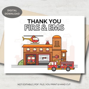 Fire & EMS Thank You Card | Fire Department Thanks | Firemen Gift | Fire and EMS Appreciation | EMS Card | Printable Card | Digital Download