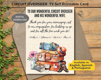 JW Circuit Overseer Thank You Card Printable | English, Spanish & Portuguese (Digital Download)
