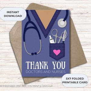 de remerciement pour médecin et infirmière | Carte de remerciements du personnel médical | Carte MD | Hôpital Merci | Chirurgie Merci | Carte du personnel soignant