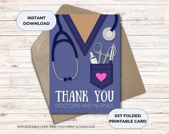 Doctor Nurse Thank You Card | Healthcare Staff Appreciation (PDF Pattern)