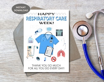 Respiratory Care Week Card | Respiratory Therapy Week printable | RT Week | Respiratory Therapist Thank you | Digital Download | Printable
