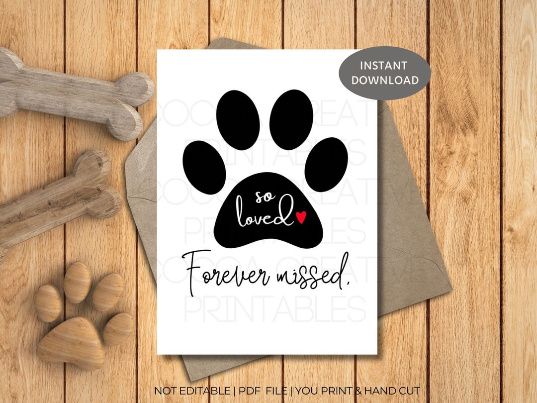 Pet Loss Printable Card Pet Sympathy Card Paw Print Pet Loss Card Dog Loss Sympathy Card Digital ...