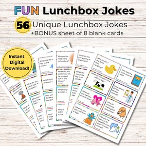 Lunchbox Jokes Printable | Lunch Box Notes | Jokes for kids | Lunchbox Cards | School Jokes | Kids Riddles | Printable Lunch Box Notes