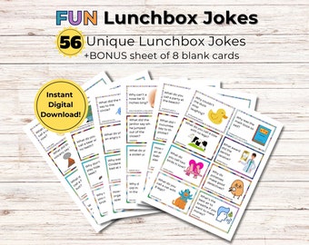 Lunchbox Jokes Printable | Lunch Box Notes | Jokes for kids | Lunchbox Cards | School Jokes | Kids Riddles | Printable Lunch Box Notes