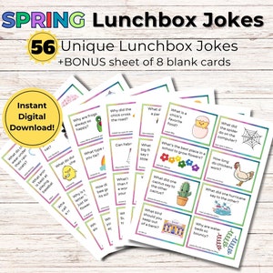 Spring Lunchbox Jokes Printable, Lunch Box Notes, Jokes for kids, Lunchbox Cards, School Jokes, Kids Riddles, Printable Lunch Box Notes, PDF