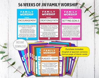JW Family Worship Night Cards | JW FWN | jw Kids Activities | Printable Family Worship Ideas | Jw family worship