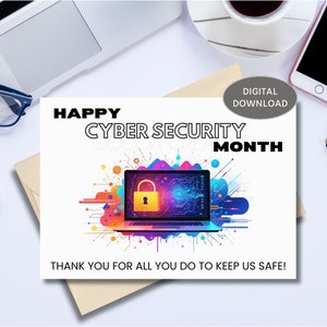 Cyber Security Month Card | Cybersecurity Card | Tech Support | IT Professional Card | Information Tech | Cybersecurity | Security Engineer