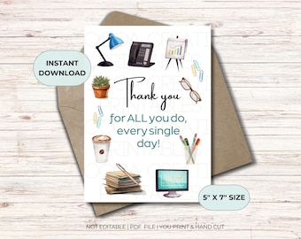 Employee Appreciation Card | Admin Staff Thank You (PDF Pattern)