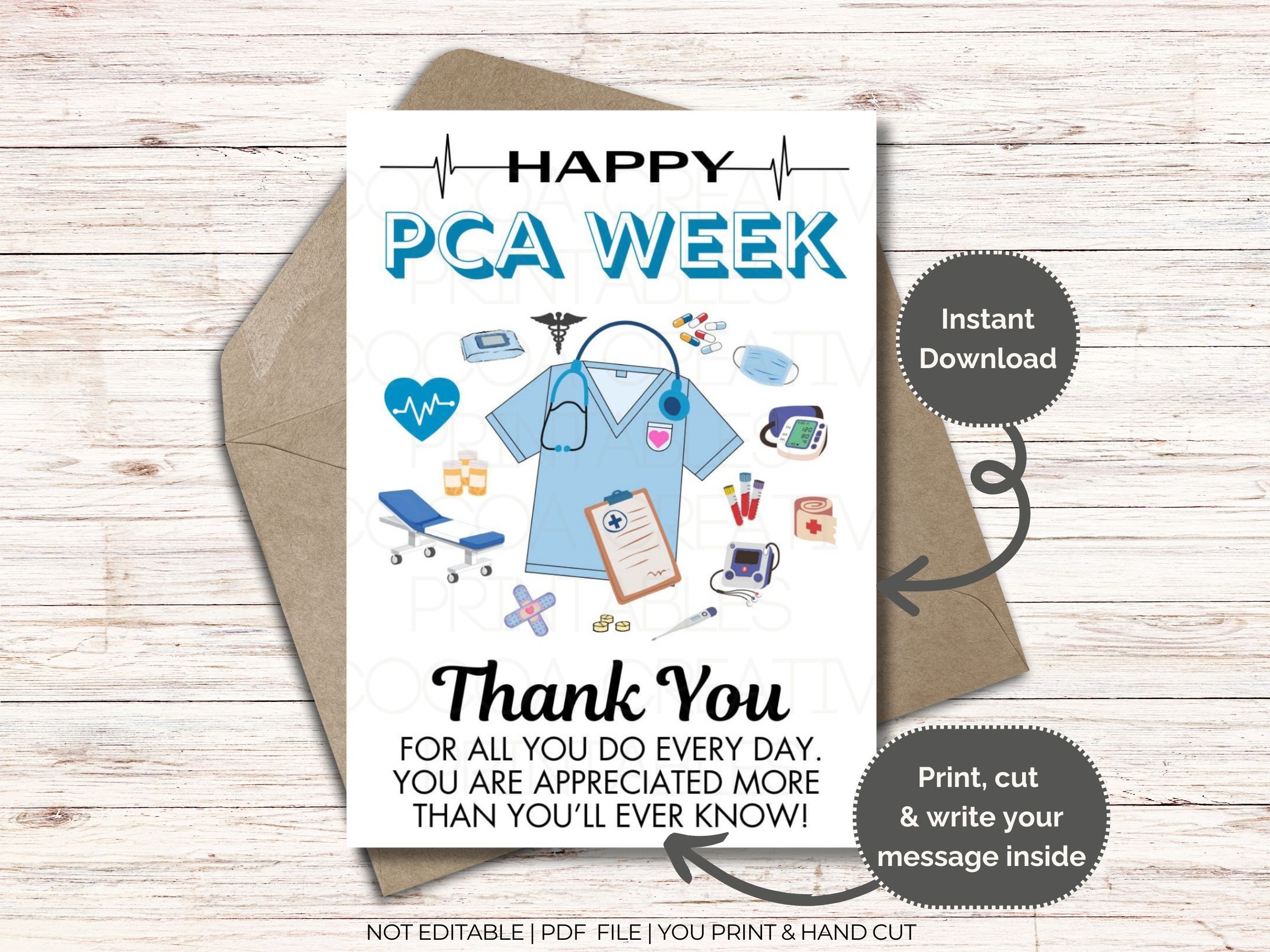 PCA Week Card | PCA Week Printable | Pca Week Foldable 5x7 Card | Pca ...