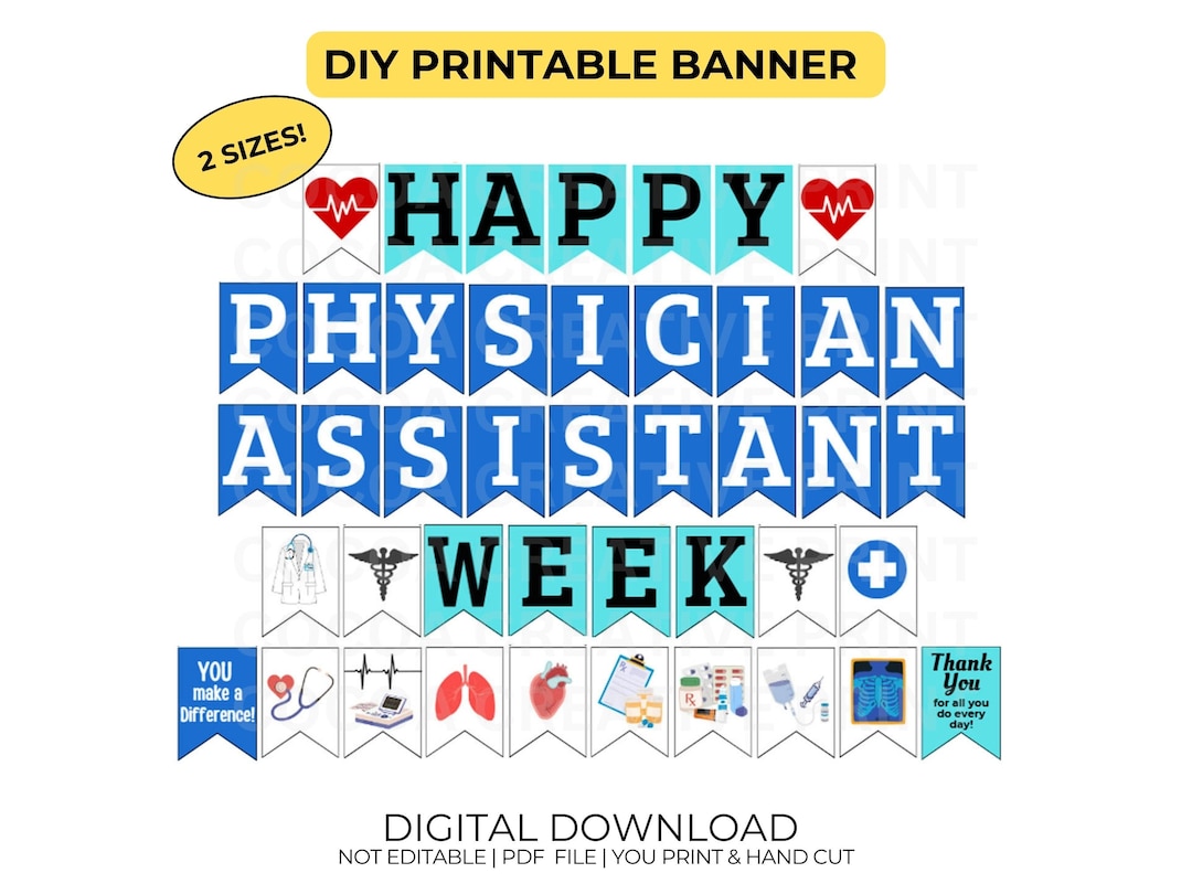 Pa Week Printable Sign Physician Assistant Week Banner | Physician Assistant Banner / PA Week ...