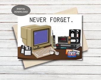Retro Computer Card | IT Professional Thank You Card | Tech Support | Programmer Card | IT Appreciation | Software Engineer Card | Geek Card