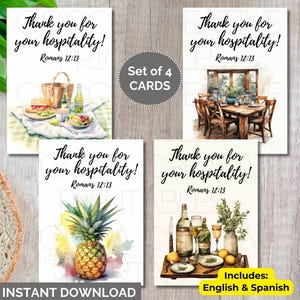 JW Hospitality Cards, lot de 4 | Romains 12:13 | Imprimable | JW Cartes de vœux | Cadeaux JW | Cartes de remerciement jw